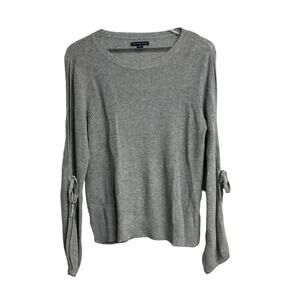 American Eagle Sweater Women's Ribbed Open Tie Sleeve Pullover Knit Gray Large